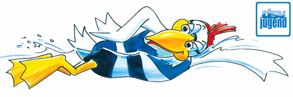Grafik: Speedster im Kraulschwimmen mit Logo der DSV-Jugend